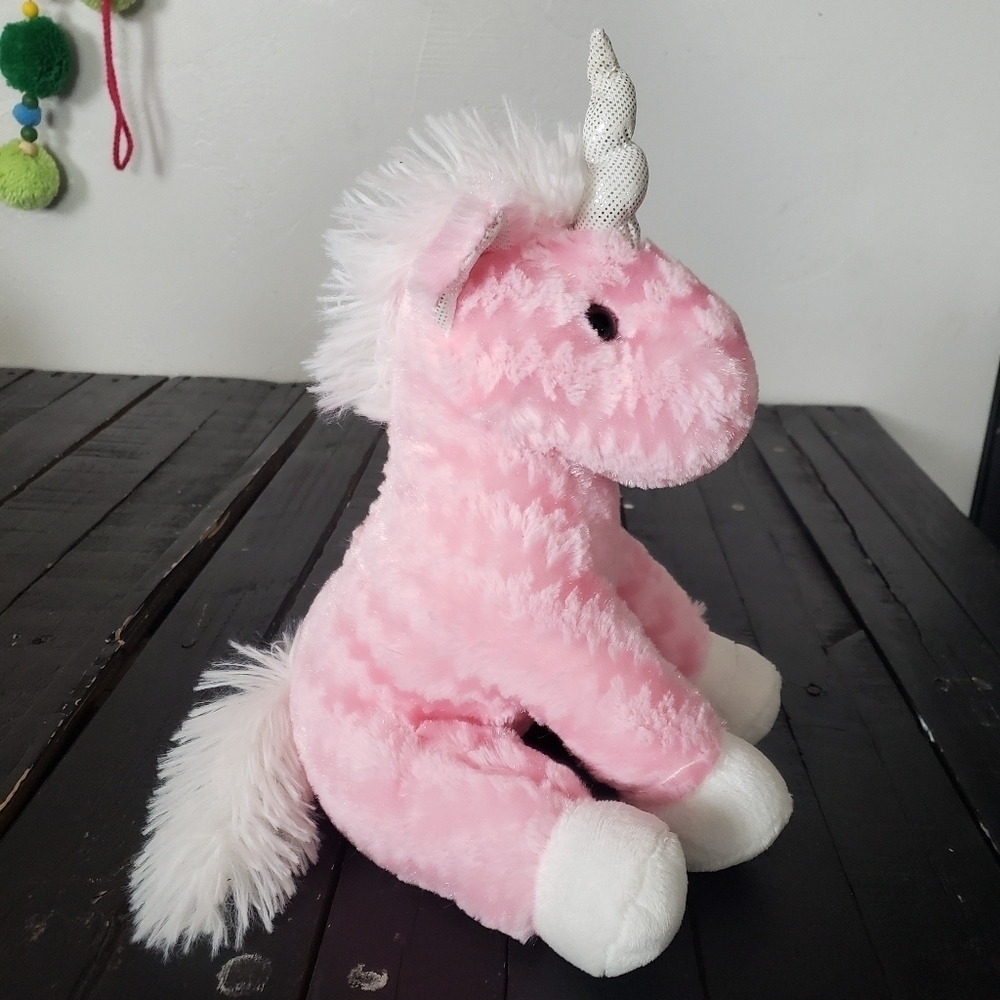 MTY International Pink Unicorn Stuffed Plush Animal Soft Furry Fluffy